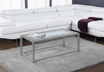 Monarch Specialties Coffee Table, Accent, Cocktail, Rectangular, Living Room, 42" L, Blue Tile, Grey Metal, Transitional