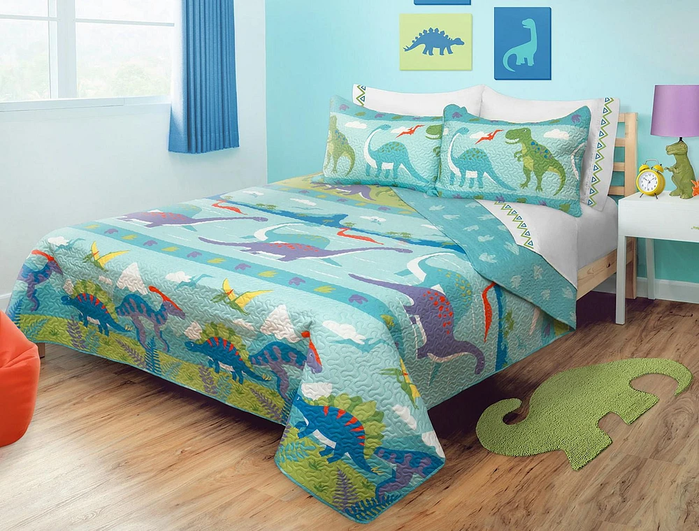 Safdie & Co. Quilt Set 3PC DQ Dino Park