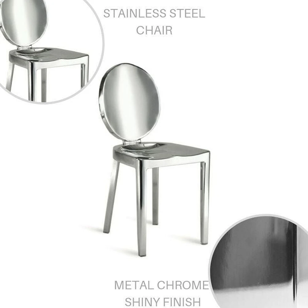 Dot dining chair in shiny chrome finish