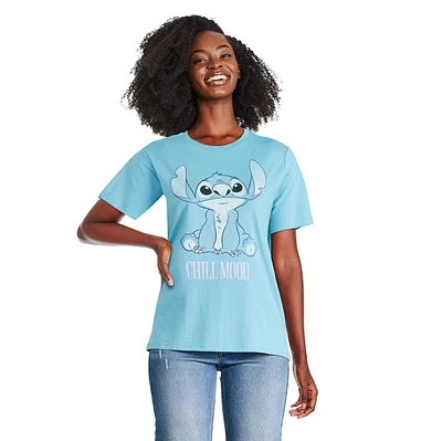 T-shirt coupe garçonne Disney Stitch pour femmes