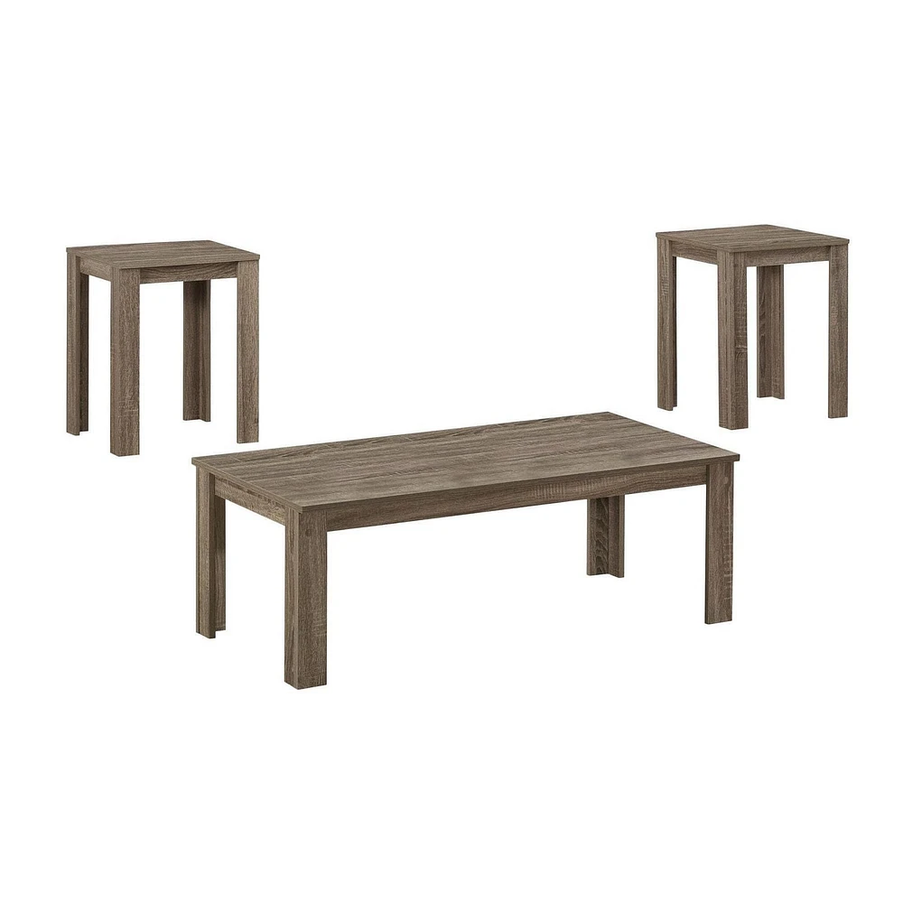 Monarch Specialties Table Set, 3pcs Set, Coffee, End, Side, Accent, Living Room, Laminate, Brown, Transitional