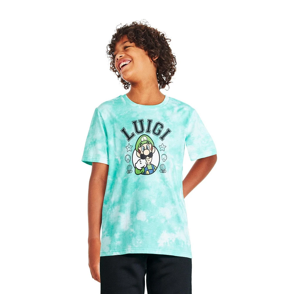 T-shirt délavé Luigi Super Mario pour garçons