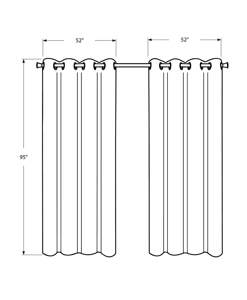 Monarch Specialties Curtain Panel, 2pcs Set, 54"w X 95"l, 100% Blackout, Grommet, Living Room, Bedroom, Kitchen, Thermal Insulation, Polyester, Grey, Contemporary, Modern