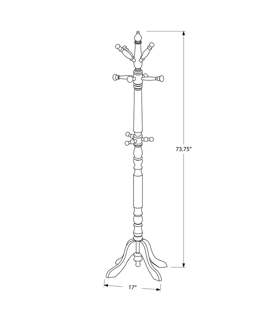 Monarch Specialties Coat Rack, Hall Tree, Free Standing, 11 Hooks, Entryway, 73"h, Bedroom, Wood, White, Transitional