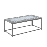 Monarch Specialties Coffee Table, Accent, Cocktail, Rectangular, Living Room, 42" L, Blue Tile, Grey Metal, Transitional