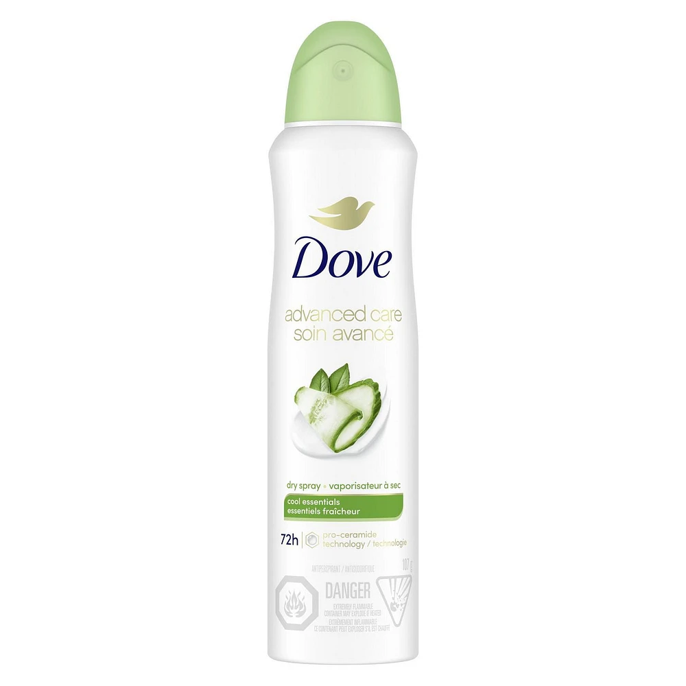 Antisudorifique en Vaporisateur à Sec Dove Advanced Care Essentiels Fraîcheur 107 g Antisudorifique