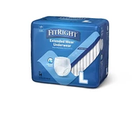 FitRight Extended Wear Night Protective Underwear, Size Large, For Waist Size 40"to 56", Bag of 14