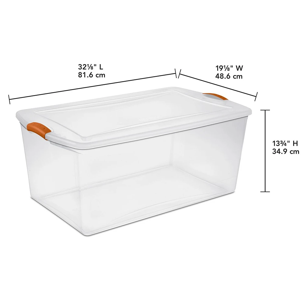 Sterilite 99.4L Latch Box - Orange, 99.4L