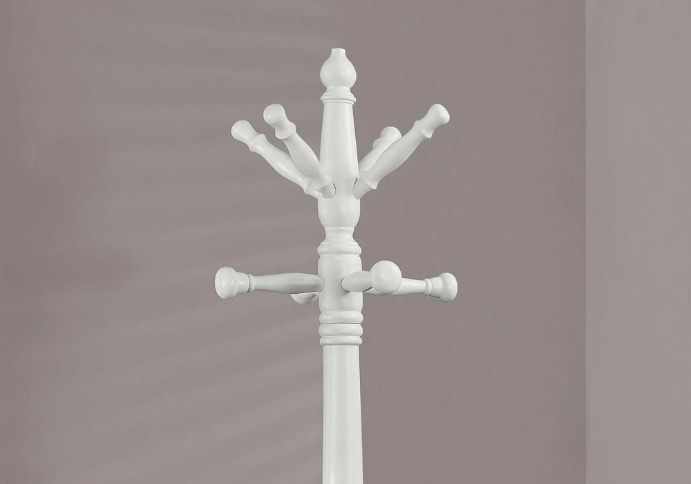 Monarch Specialties Coat Rack, Hall Tree, Free Standing, 11 Hooks, Entryway, 73"h, Bedroom, Wood, White, Transitional