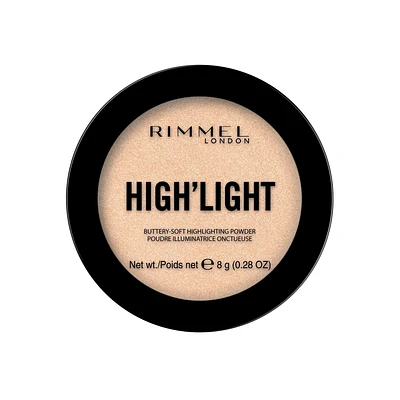 Rimmel High'Light, poudre lumineuse douce, contient des pigments hautement réfléchissants, vous donne un éclat lumineux, 100% Sans Cruauté Un éclat vraiment lumineux