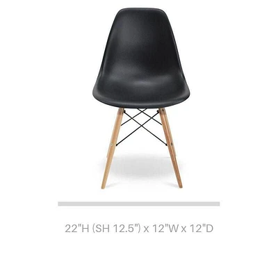 Eiffel Kids Chair in Black – Stylish Black Seat with Natural Wood Legs for a Modern, Durable Design