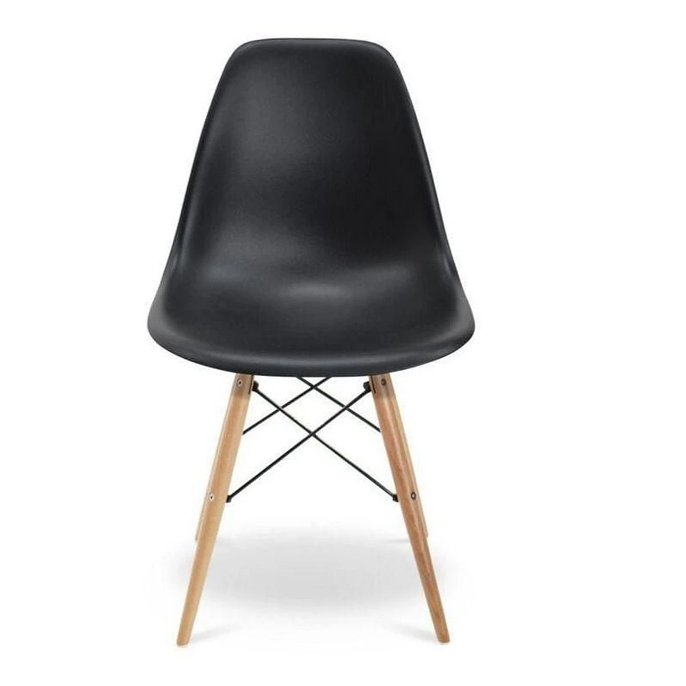 Eiffel Kids Chair in Black – Stylish Black Seat with Natural Wood Legs for a Modern, Durable Design