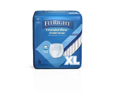 FitRight Extended Wear Night Protective Underwear, Size X-Large, For Waist Size 56" to 68", Bag of 12<br>