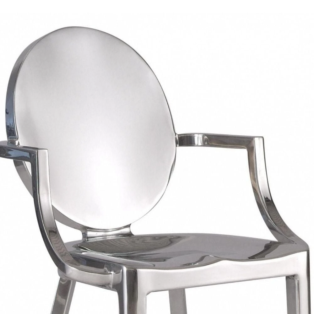 Stylish Side Dining Chair with Shiny Chrome Finish – Sleek and Modern Design for Elegant Dining Spaces, Stainless Steel, with arms