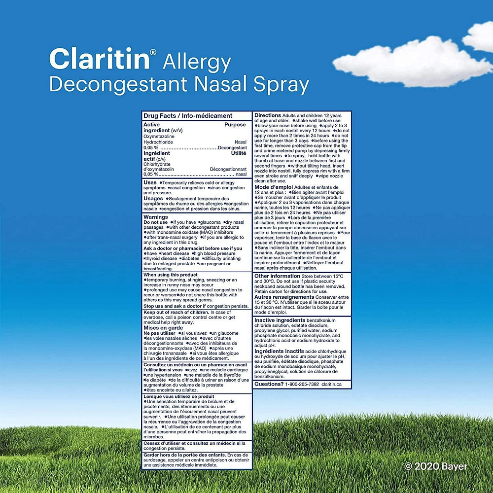 Claritin Allergy Decongestant Nasal Spray, 25mL