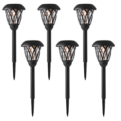 Mainstays 8 Lumen Solar Outdoor Lattice Pathway Lights, Black (6-Pack)