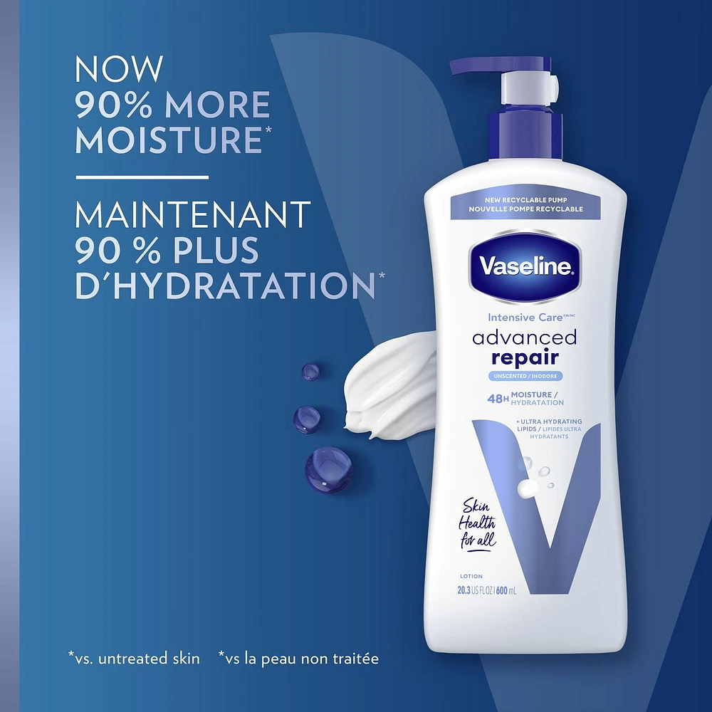 Vaseline Intensive Care™  48H Moisture + ultra hydrating lipids Advanced Repair Unscented Body Lotion, 600ml Body Lotion