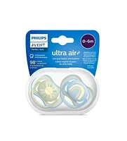 Philips Avent Ultra Air Pacifier 0-6m, smiling sun / blue rainbow, 2 pack, SCF085/58, Avent Ultra Air Pacifier 0-6m smiling sun blue 2pk