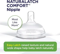 Playtex® Baby NaturalLatch Comfort™ Silicone Nipples, Medium Flow (3m+) - 2pk