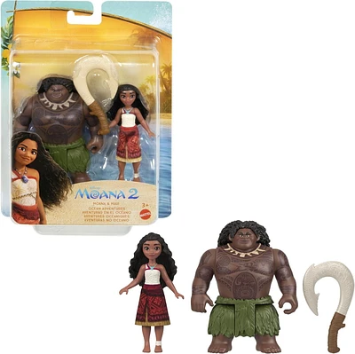 Disney Moana 2 Moana & Maui Ocean Adventures 2-Pack Small Dolls & Accessory Set, Ages 3+