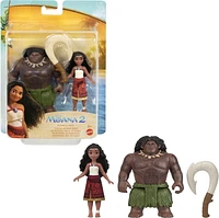 Disney Moana 2 Moana & Maui Ocean Adventures 2-Pack Small Dolls & Accessory Set, Ages 3+