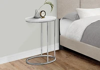 Monarch Specialties Accent Table, C-shaped, End, Side, Snack, Living Room, Bedroom, Glossy White Laminate, Chrome Metal, Contemporary, Modern