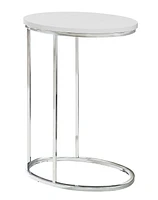 Monarch Specialties Accent Table, C-shaped, End, Side, Snack, Living Room, Bedroom, Glossy White Laminate, Chrome Metal, Contemporary, Modern