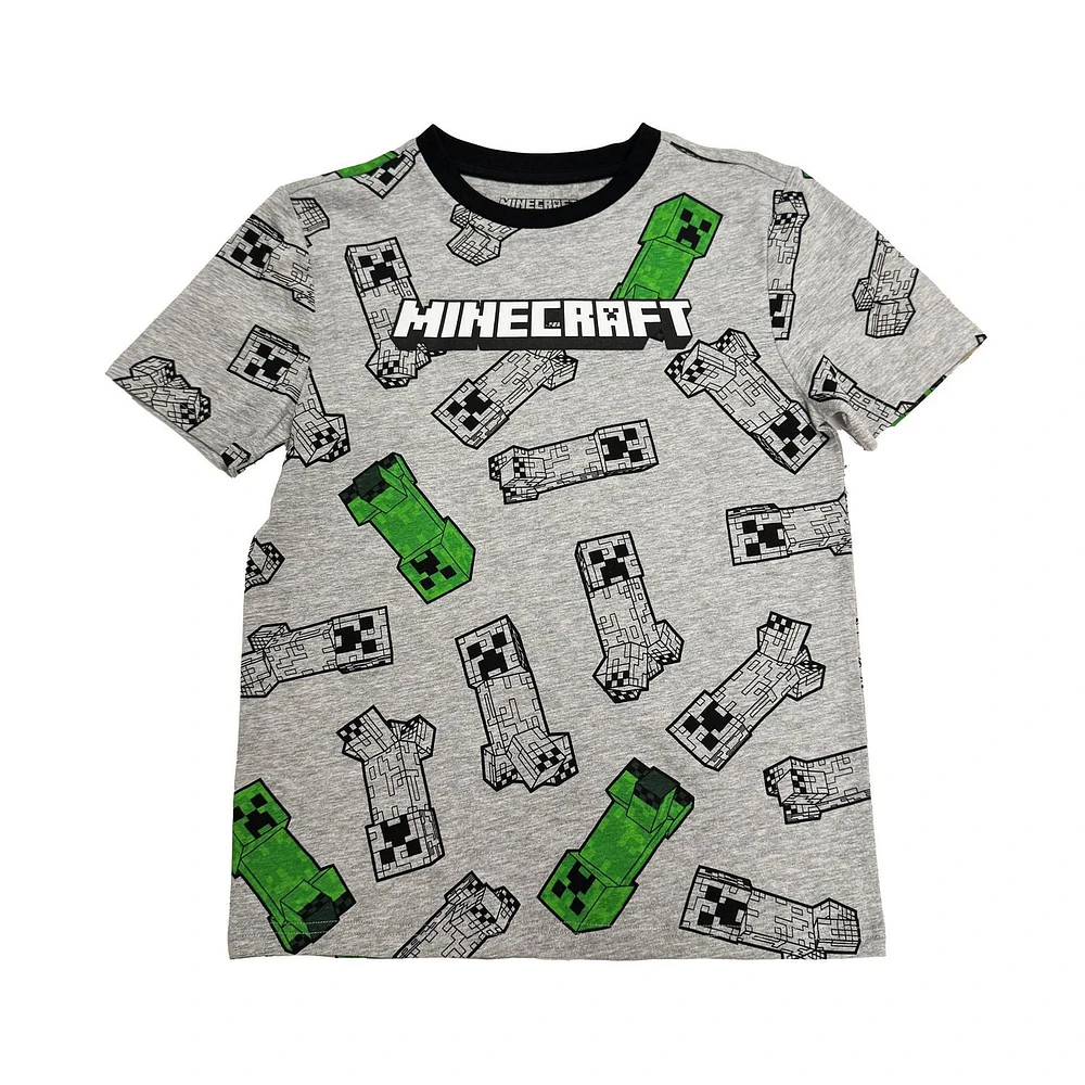 Minecraft T-shirt à manches courtes avec logo pour garçon