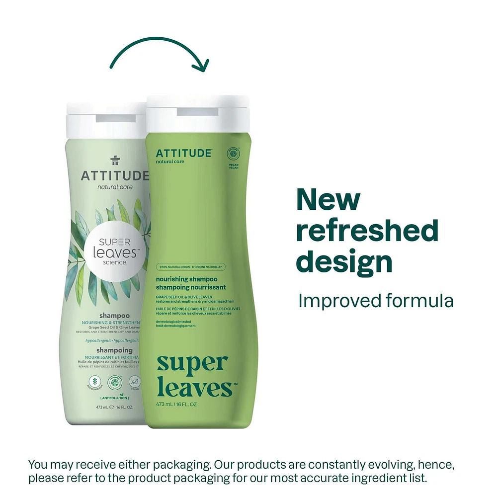 ATTITUDE super leaves, Nourishing Shampoo, Grape Seed Oil & Olive Leaves, 473 mL