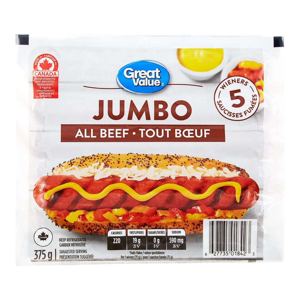 Great Value Jumbo All Beef Wieners