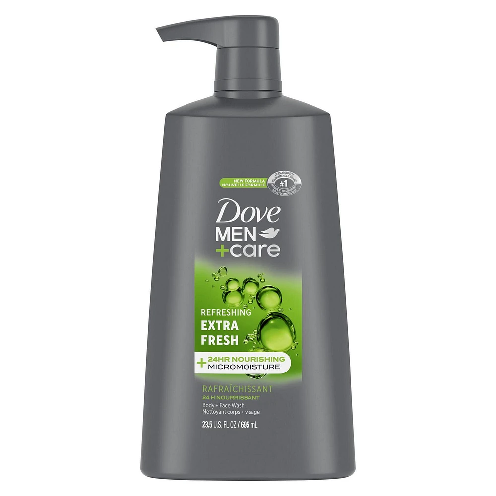 Dove Men+Care Extra Fresh with 24-Hour Nourishing Micromoisture Technology Body and Face Wash, 695 ml Body & Face Wash