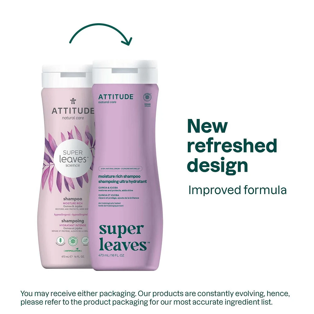 ATTITUDE super leaves, Moisture Rich Shampoo, Quinoa and Jojoba, 473 mL