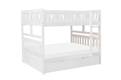 Topline Home Furnishings White Full over Full Bunk Bed with Twin Trundle