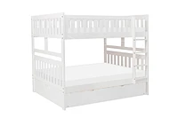 Topline Home Furnishings White Full over Full Bunk Bed with Twin Trundle