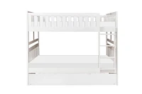 Topline Home Furnishings White Full over Full Bunk Bed with Twin Trundle