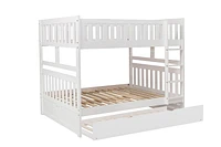 Topline Home Furnishings White Full over Full Bunk Bed with Twin Trundle