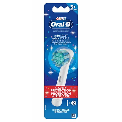 Oral-B Kids Extra Soft Replacement Brush Heads, Cavity Protection, 2 count