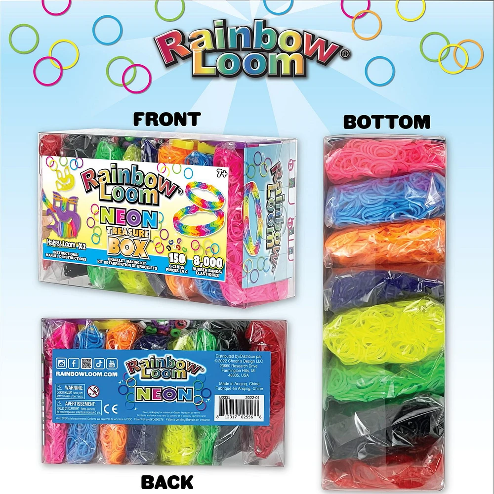 Rainbow Loom Treasure Box Neon, 8,000 Neon Rubber Bands