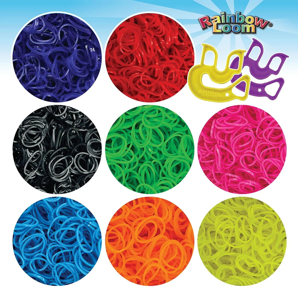 Rainbow Loom Treasure Box Neon, 8,000 Neon Rubber Bands