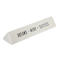 Hometrends Linden "Dreams + Work = Success" Porcelain Tabletop Art Plaque