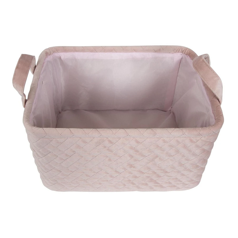 Hometrends Winslow Velvet Storage Basket with Handles Pink