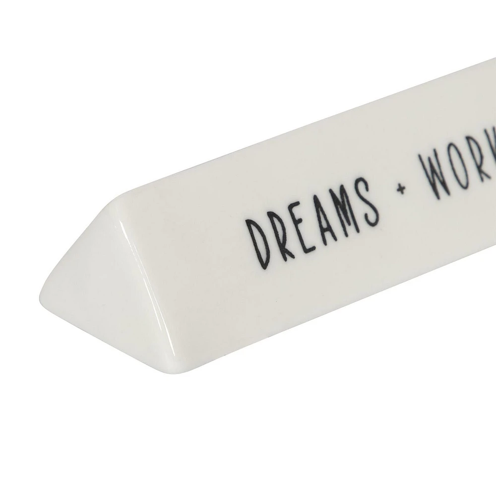 Plaque artistique de table en porcelaine "Dreams + Work = Success" Linden de Hometrends