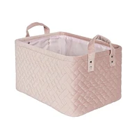 Hometrends Winslow Velvet Storage Basket with Handles Pink