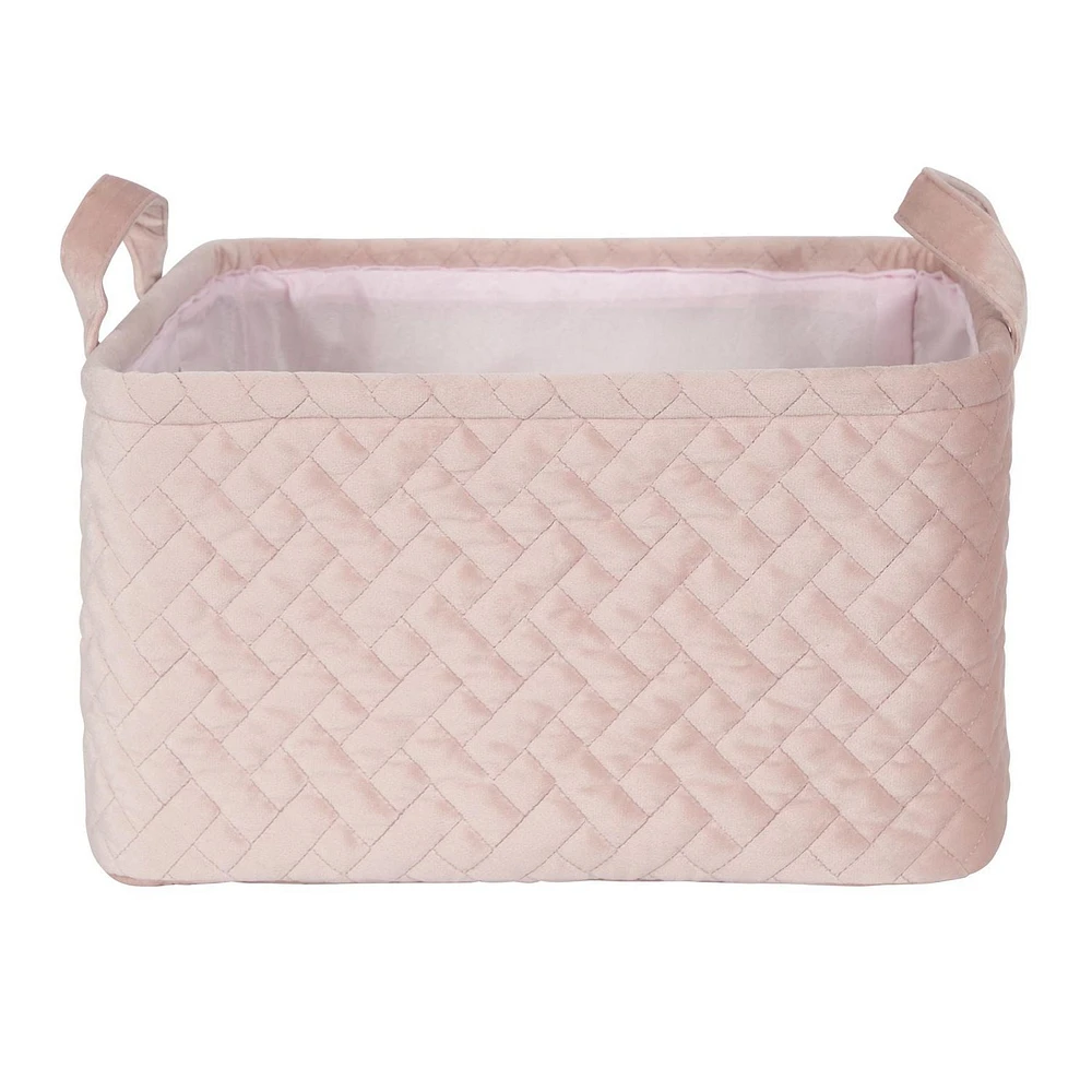 Hometrends Winslow Velvet Storage Basket with Handles Pink