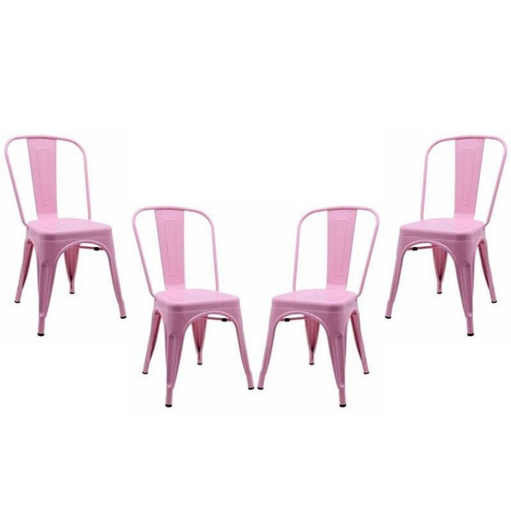 Tolix Roch Light Pink Dining Chair – Chic and Durable Metal Side Chair, Set of 2, Perfect for Restaurants and Modern Spaces Set of 4