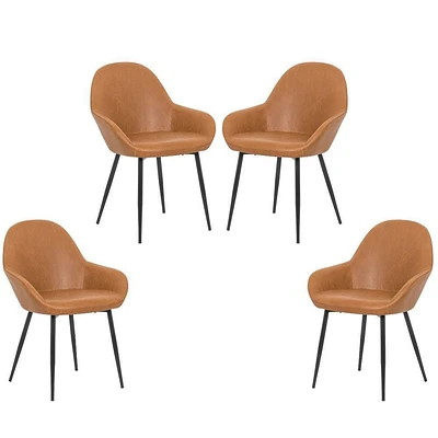 Ani arm chair dining chair in black, upholstered  PU set of 4