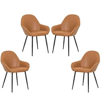 Ani arm chair dining chair in black, upholstered  PU set of 4