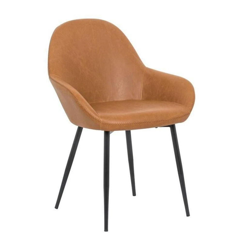 Ani arm chair dining chair in black, upholstered  PU set of 4