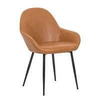 Ani arm chair dining chair in black, upholstered  PU set of 4