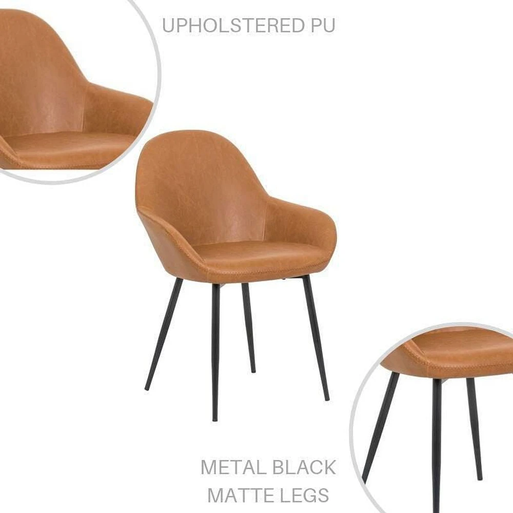 Ani arm chair dining chair in black, upholstered  PU set of 4